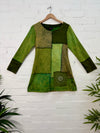 Patchwork Cotton Fleece Long Sleeve Short Dress