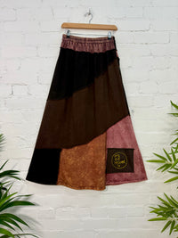 Patchwork Cotton Fleece Long Skirt