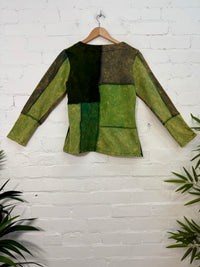 Patchwork Cotton Fleece Long Sleeve Top
