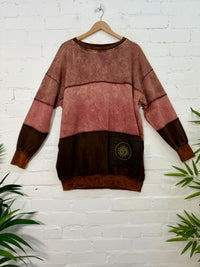 Patchwork Cotton Fleece Oversized Jumper