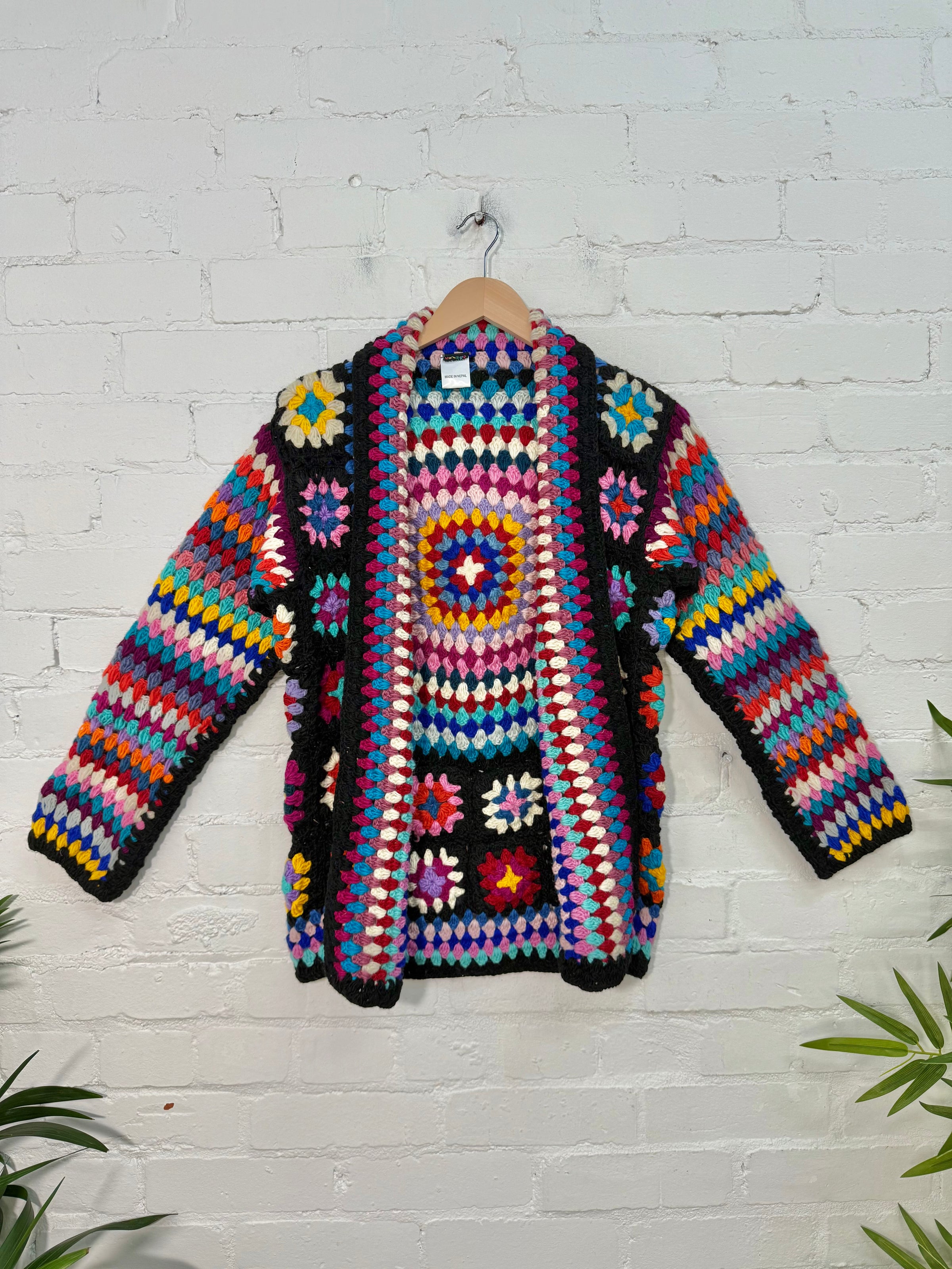 Crochet Knit Open Wool Cardigan