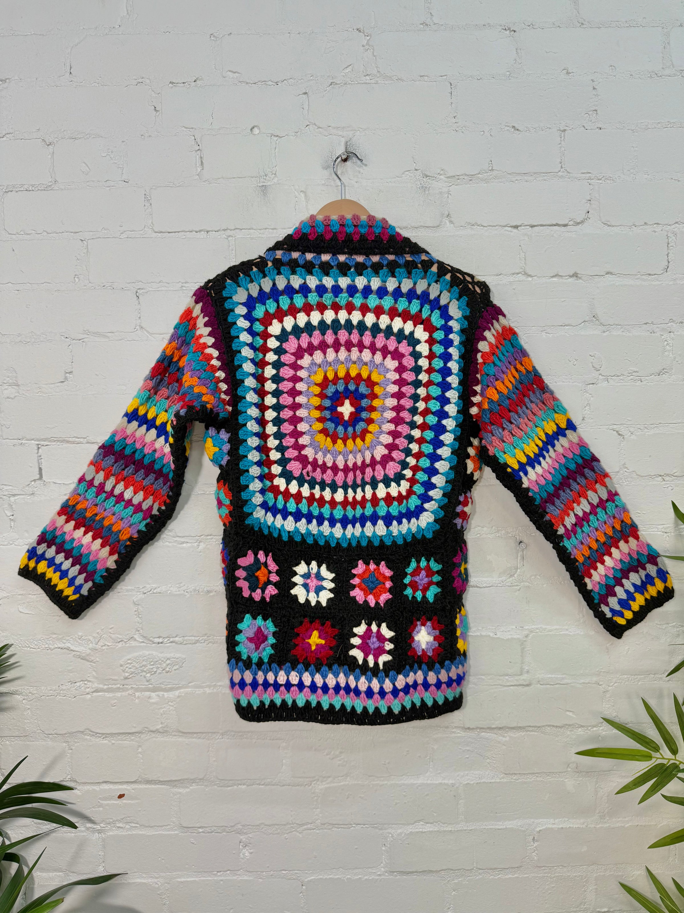 Crochet Knit Open Wool Cardigan