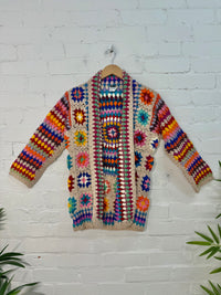 Crochet Knit Open Wool Cardigan