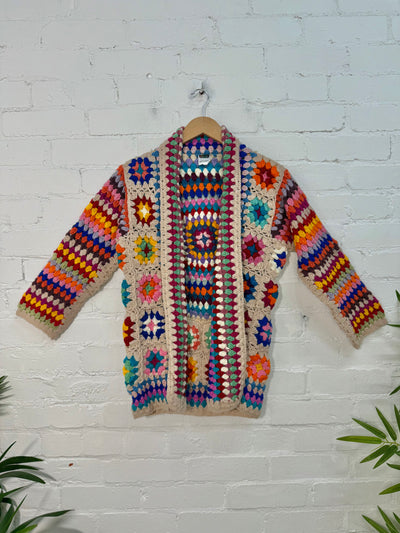 Crochet Knit Open Wool Cardigan