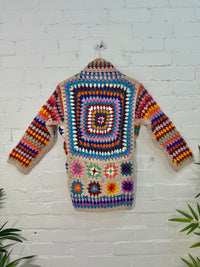 Crochet Knit Open Wool Cardigan