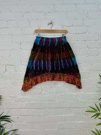Multi Tie Dye Velvet Midi Skirt