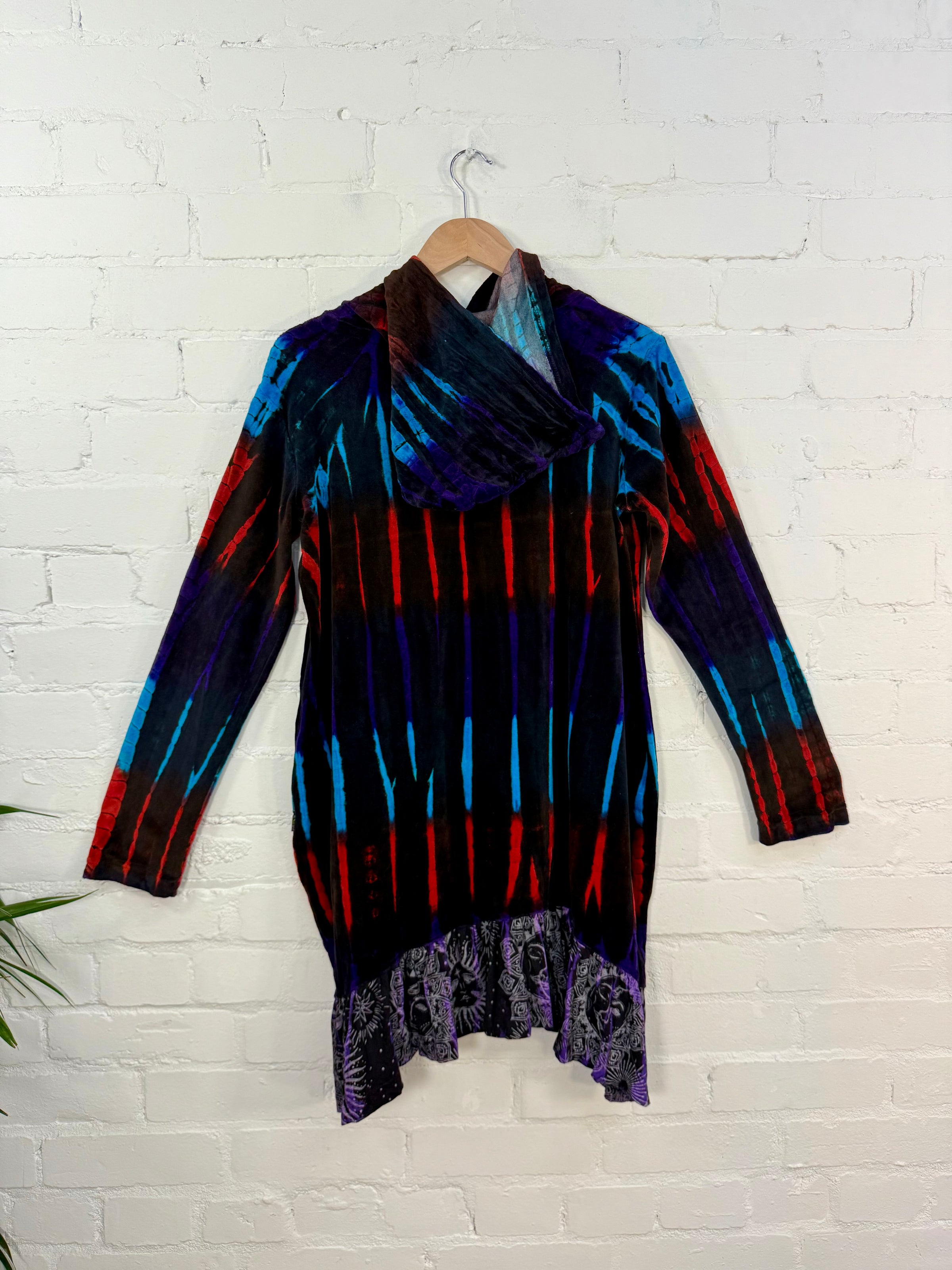 Multi Tie Dye Velvet Long Hood Top