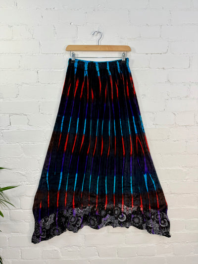 Tie Dye Velvet Long Skirt