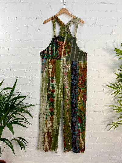 Patchwork Long Dungarees