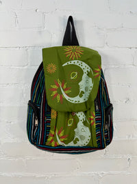 Large Moon Print Striped Rucksack