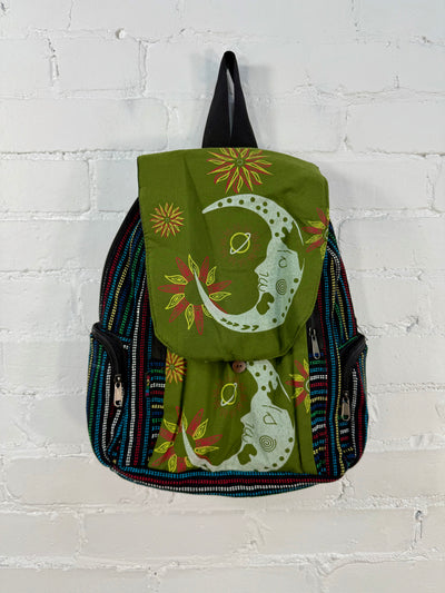 Large Moon Print Striped Rucksack