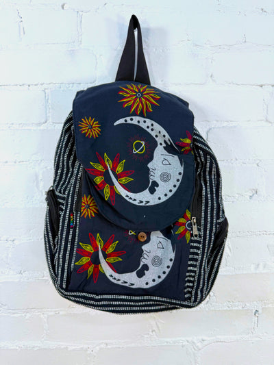 Large Moon Print Striped Rucksack