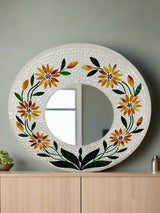 Round Mosaic Flower Mirror