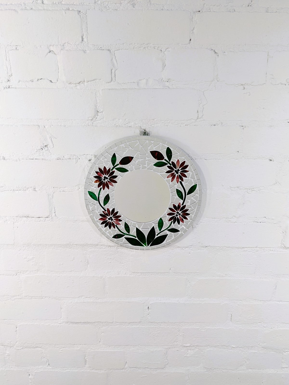 Round Mosaic Flower Mirror