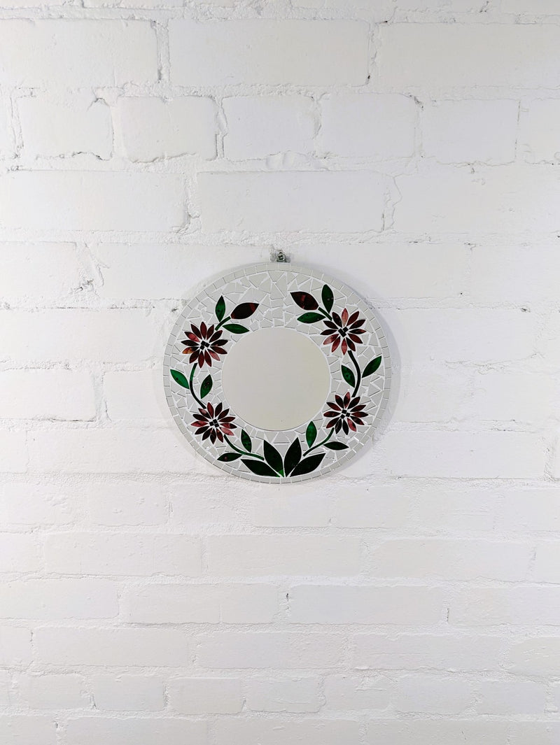 Round Mosaic Flower Mirror