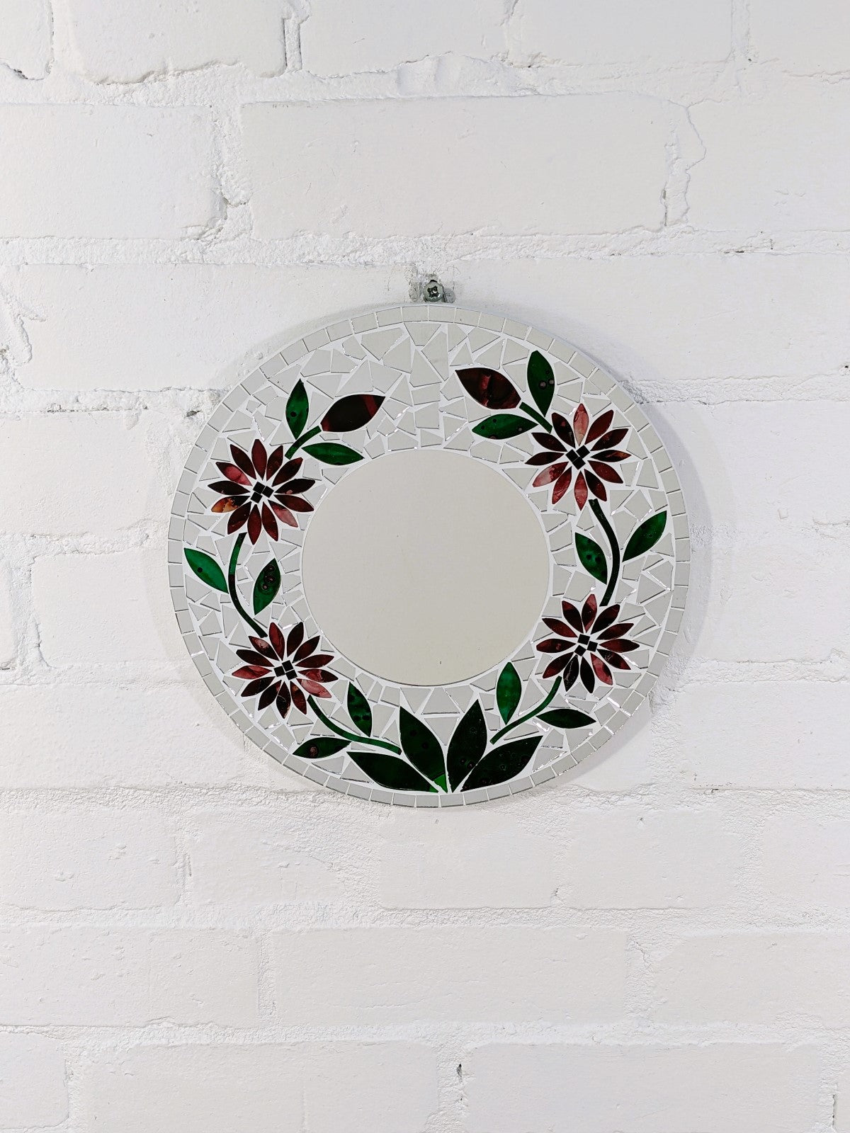Round Mosaic Flower Mirror