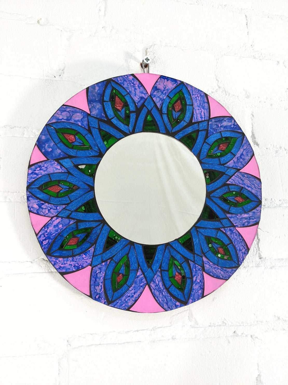 Round Peacock Feather Mirror