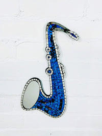 Blue Mosaic Saxaphone Mirror