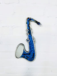 Blue Mosaic Saxaphone Mirror
