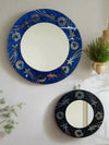 Blue Round Mosaic Stars & Spirals Mirror