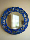 Blue Round Mosaic Stars & Spirals Mirror