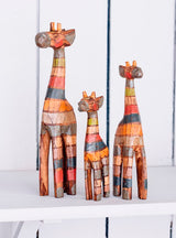 Set Of 3 Multi Stripe Giraffes