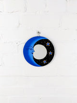 Blue Wooden Moon Mirror