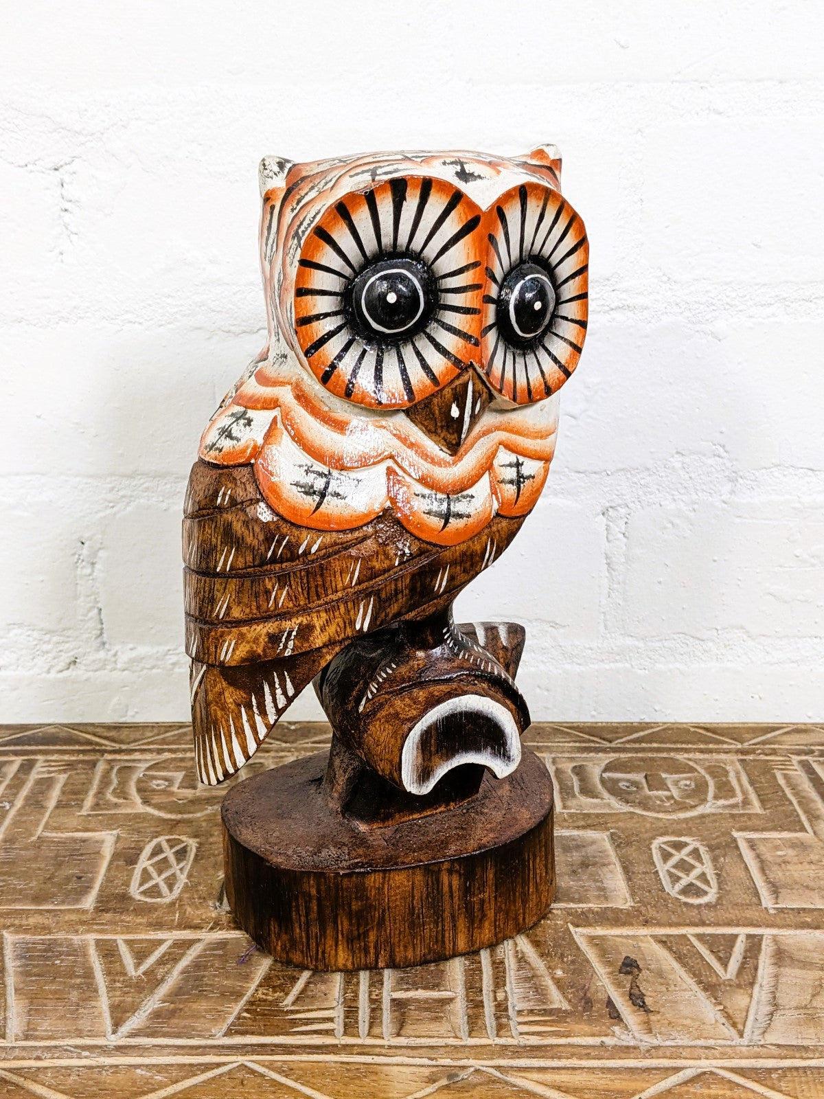 Wooden Owl On Perch