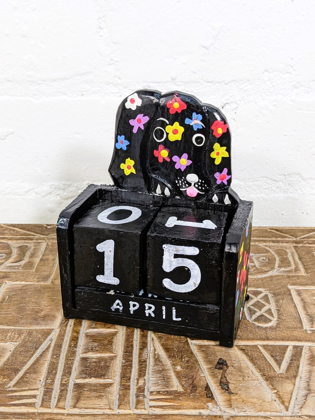 Black Flower Dog Calendar