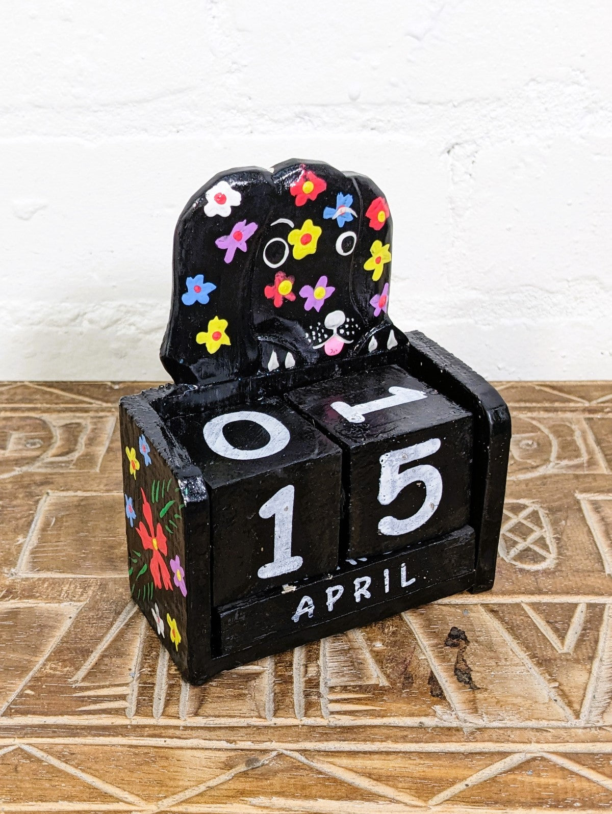 Black Flower Dog Calendar