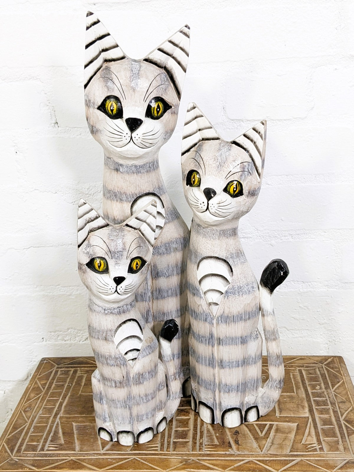 Set Of Three White Cats
