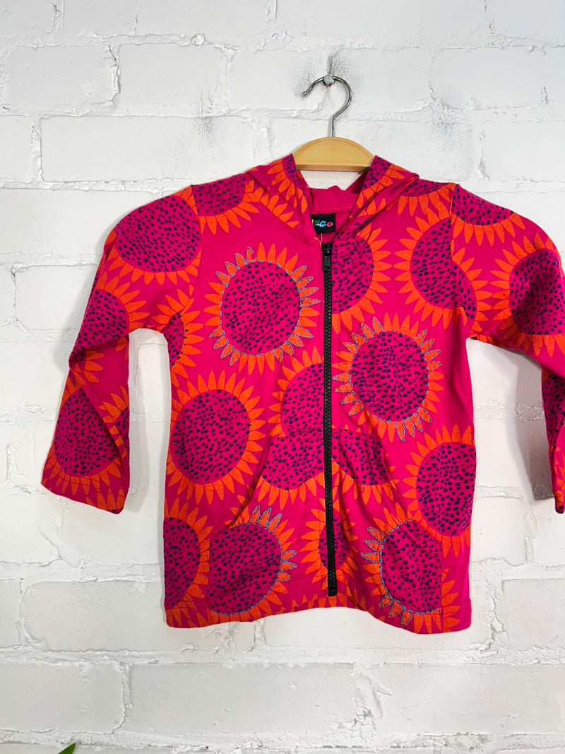 Kids Sunflower Print Zip Hoodie