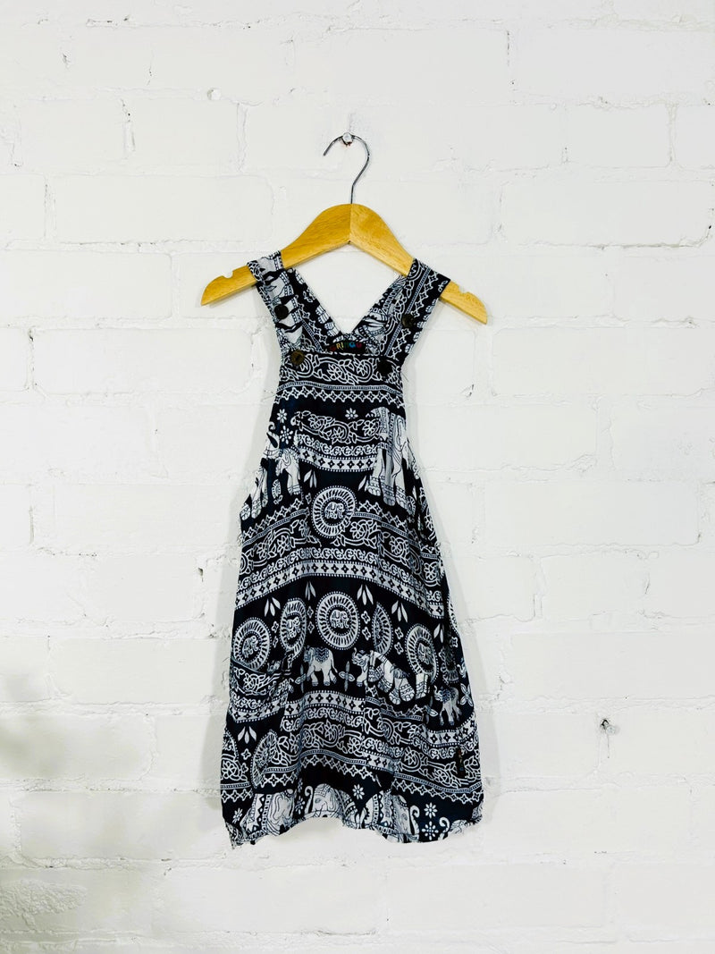 Elephant Print Dungaree Dress