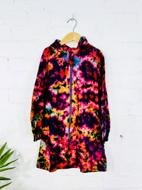 Long Zip Tie Dye Hood Top