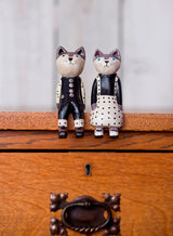 Set Of 2 Him And Her Sitting Cats