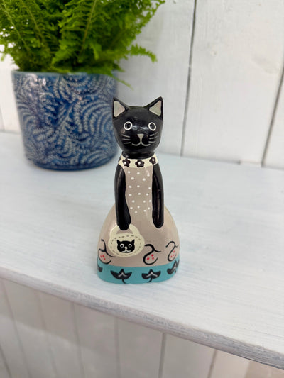 Small Fancy Wooden Cat in Dress