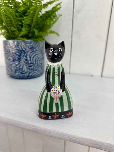 Small Fancy Wooden Cat in Dress