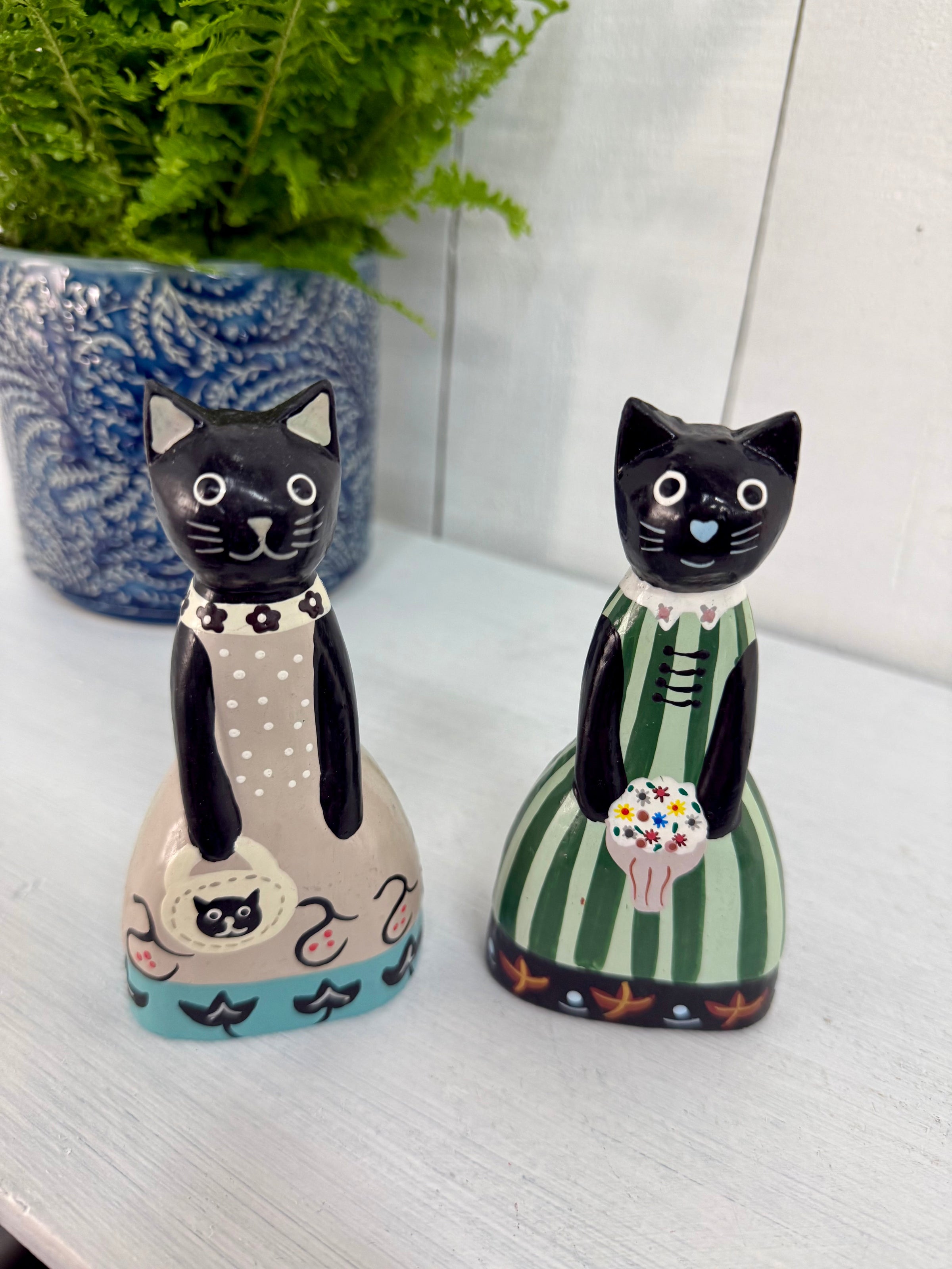 Small Fancy Wooden Cat in Dress