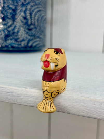 Tiny Wooden Walrus Shelf Sitter