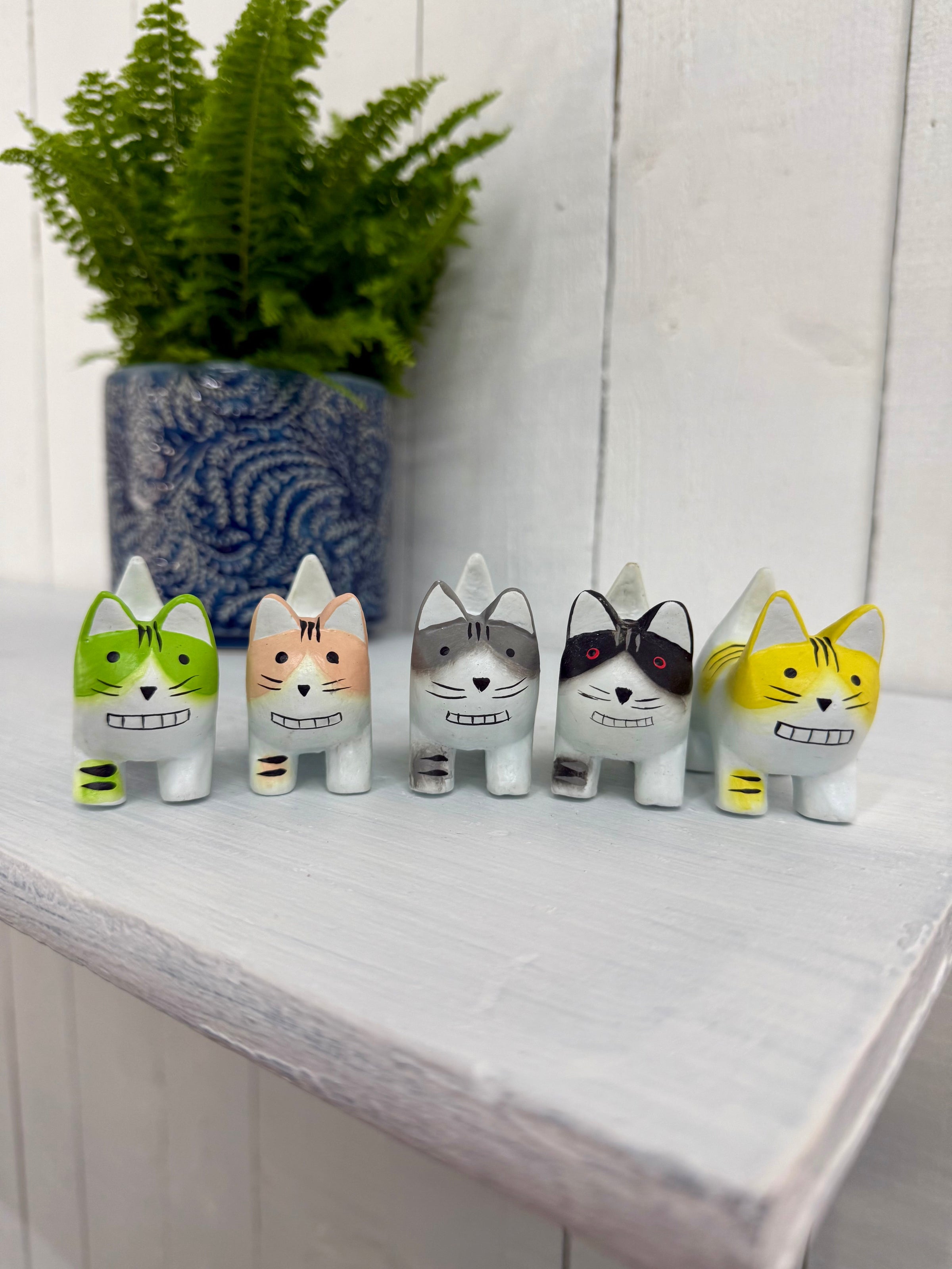 Set of Five Smiling Cats