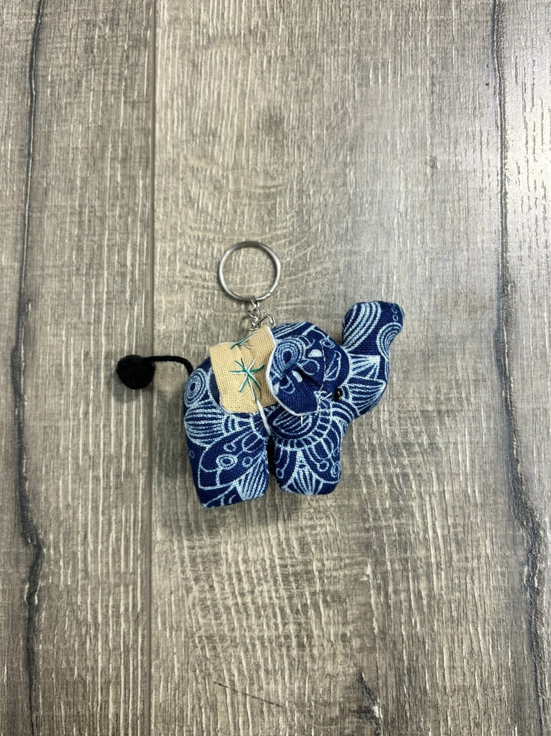 Indigo Elephant Keyring