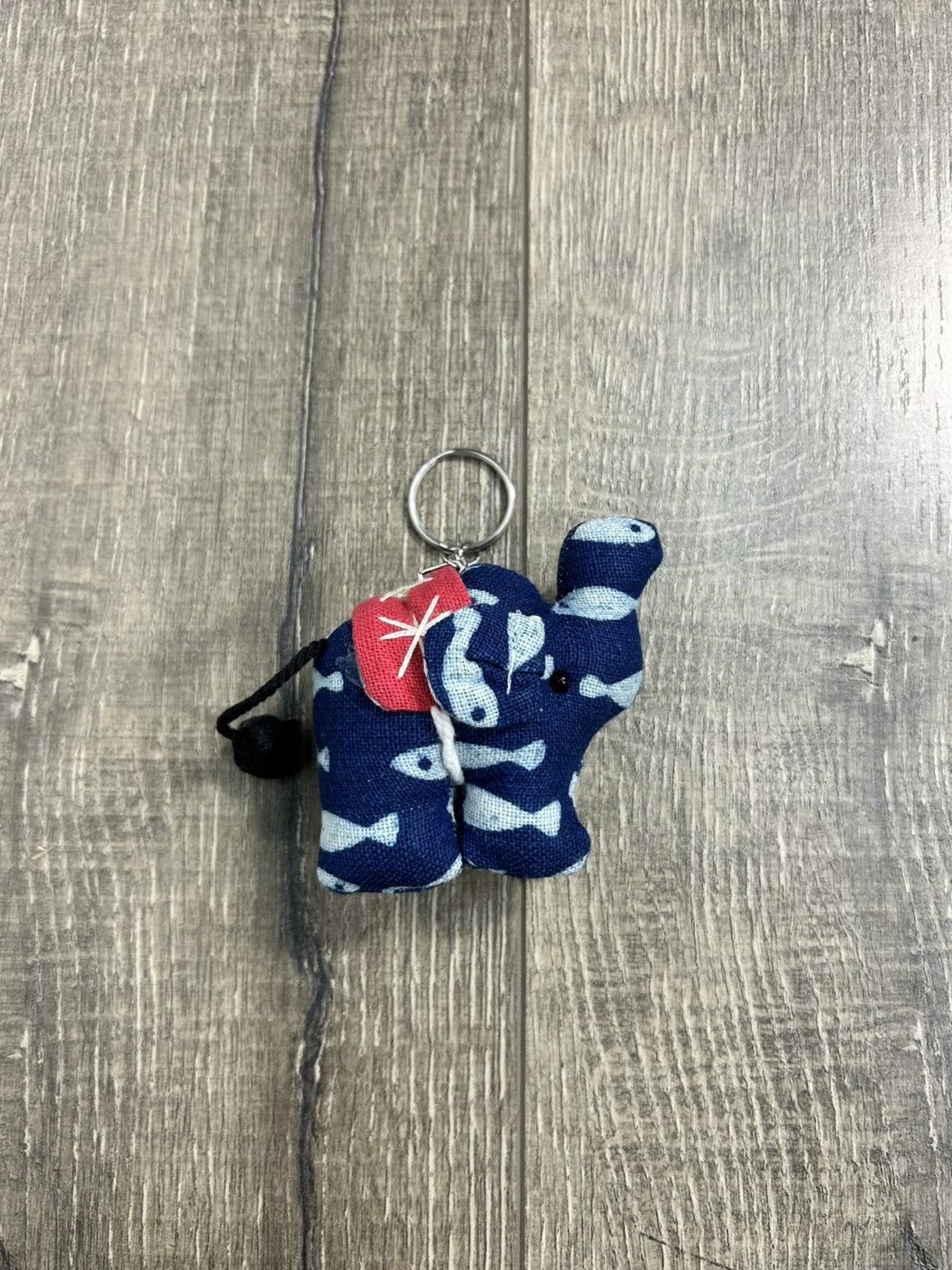 Indigo Elephant Keyring