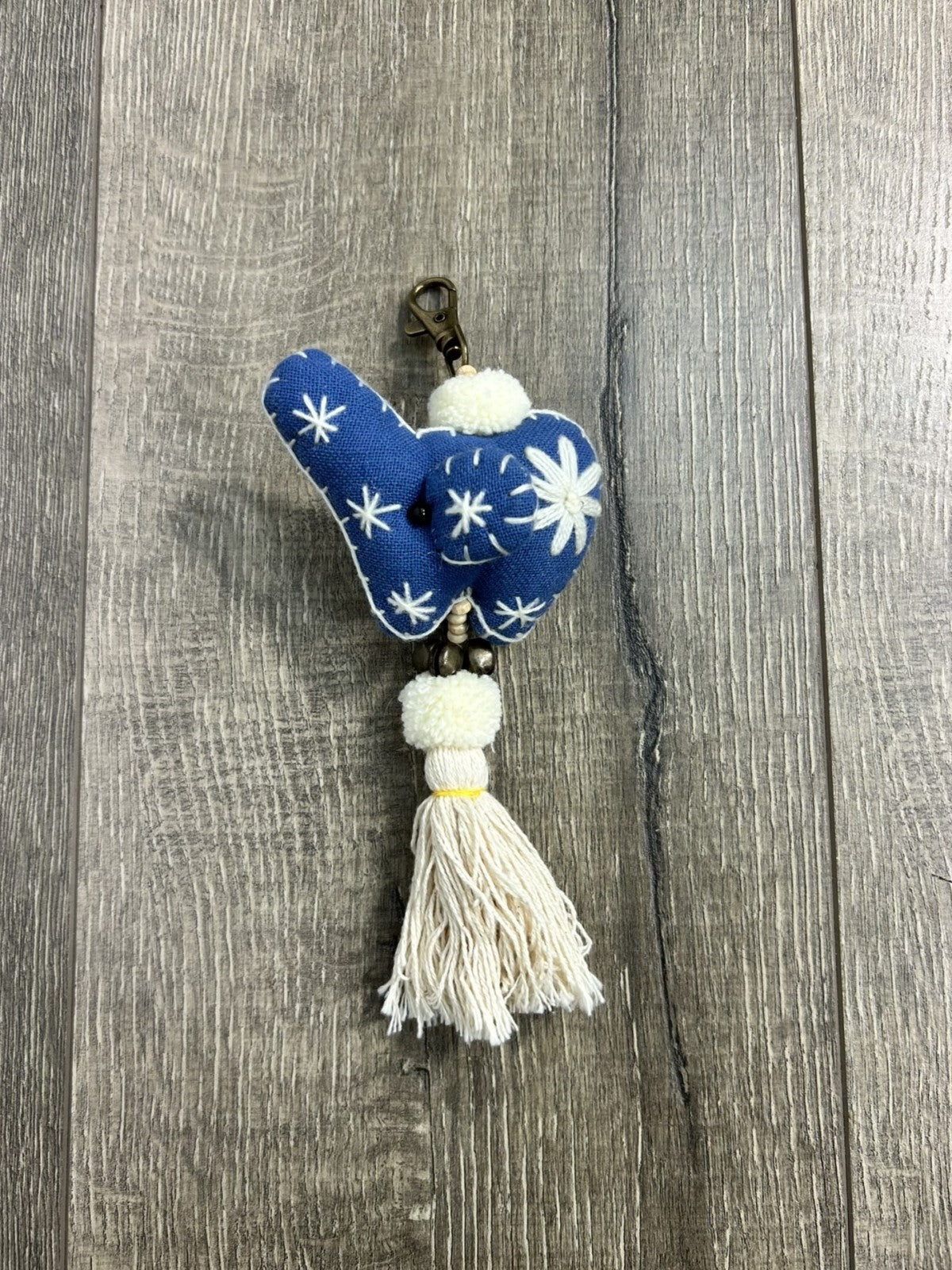 Blue Elephant Tassel Keyring