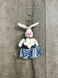 Blue & White Bunny Keyring
