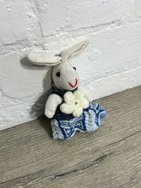 Blue & White Bunny Keyring