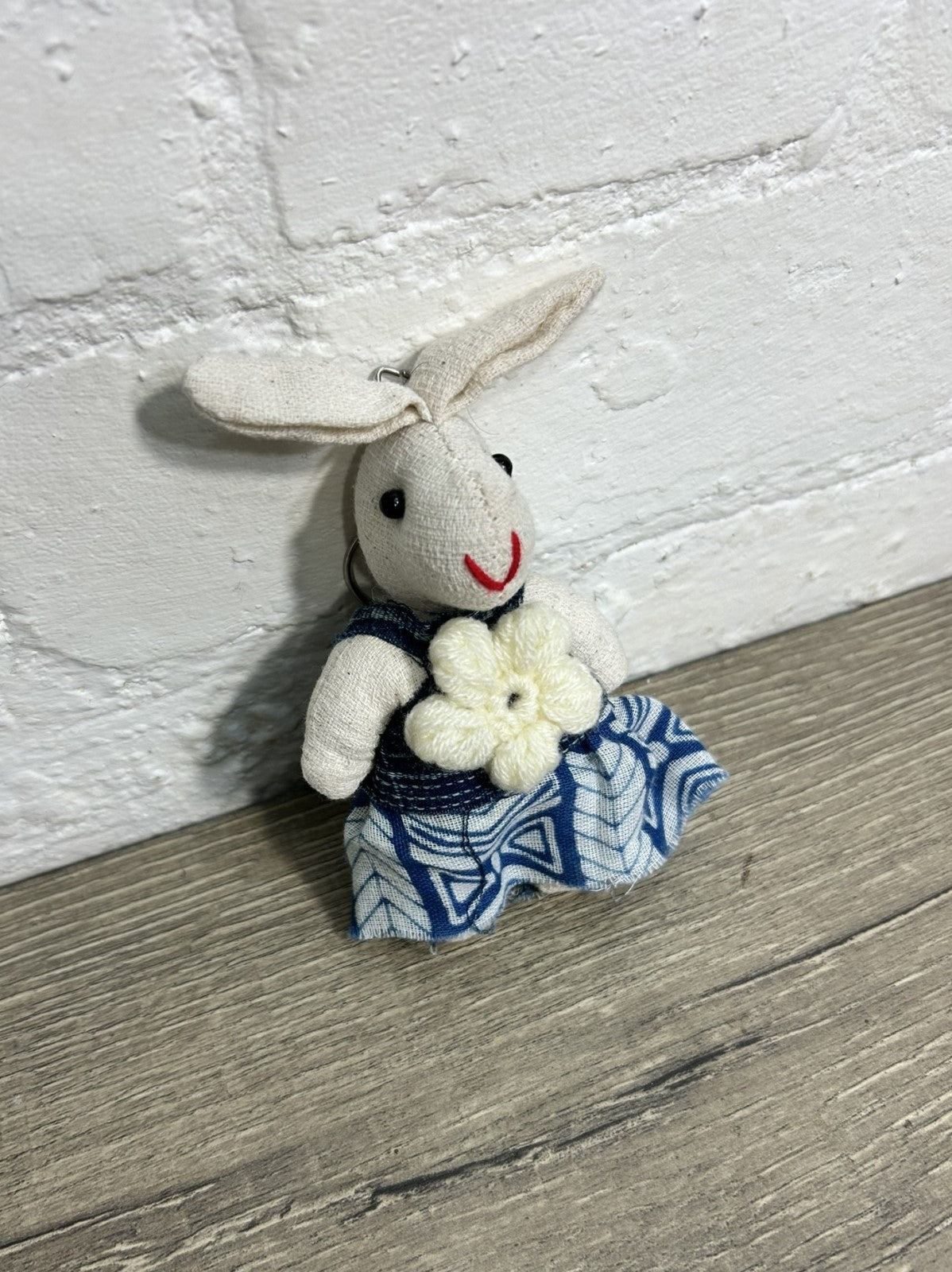 Blue & White Bunny Keyring