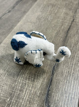 Small White Embroidered Elephant