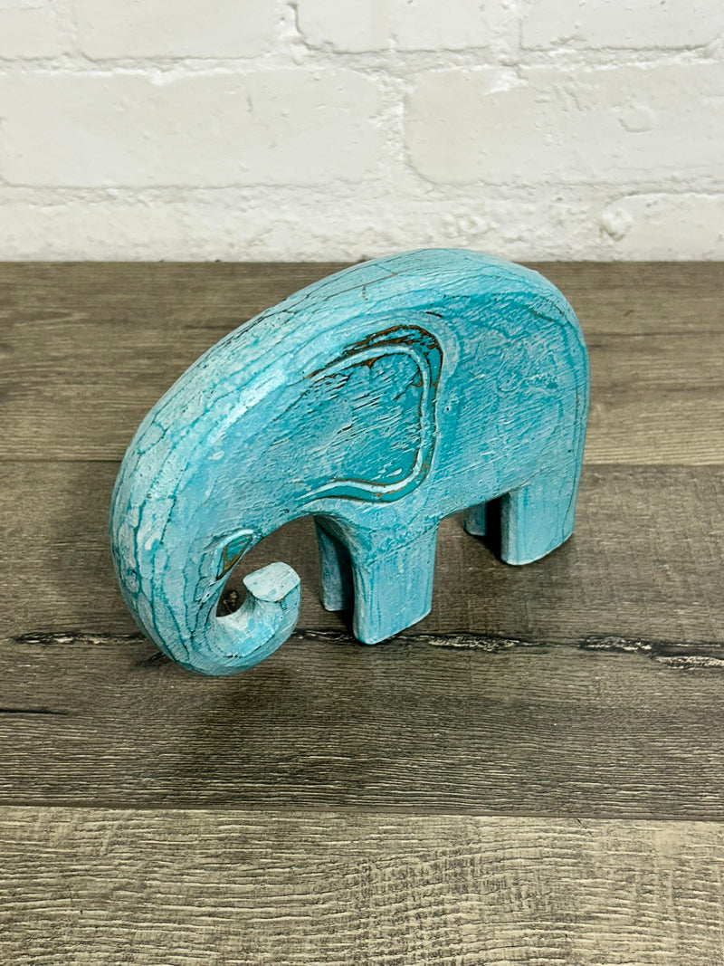 Blue Elephant Carving