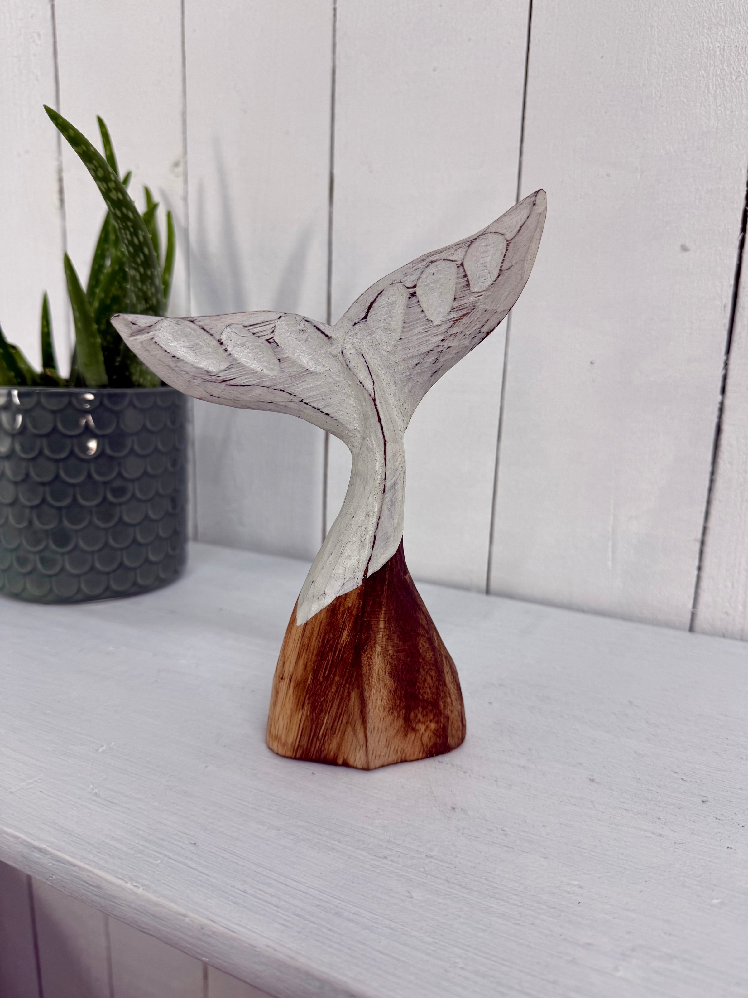 Carved Wooden Whale Tail