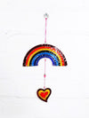 Rainbow With Hanging Heart Suncatcher